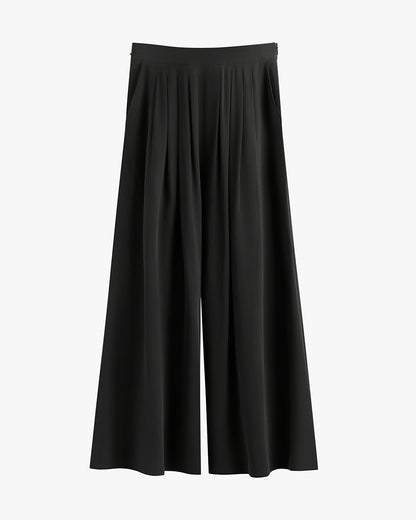 Washable Silk Cropped Pleated Pant