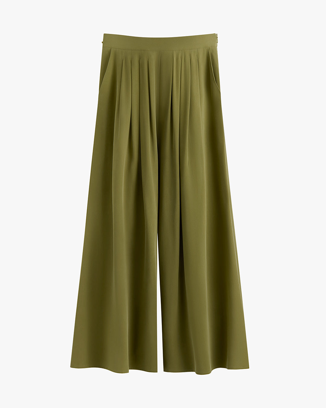Washable Silk Cropped Pleated Pant