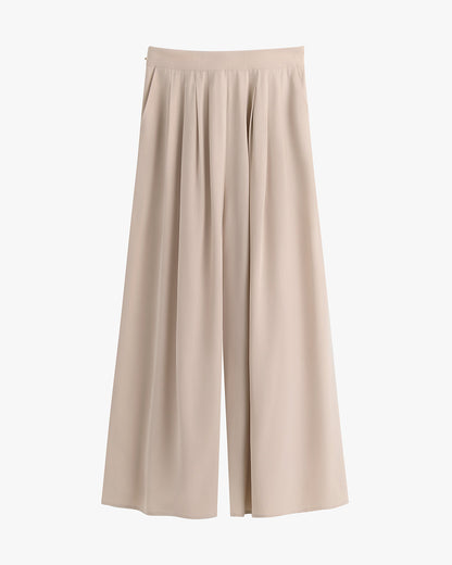 Washable Silk Cropped Pleated Pant