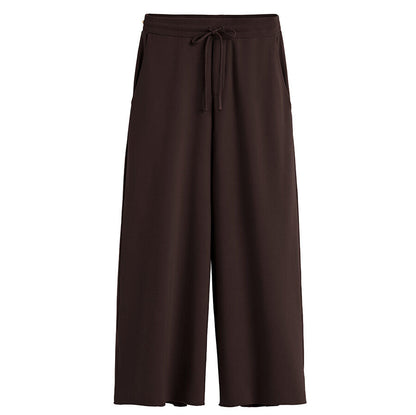 French Terry Wide-Leg Cropped Pant