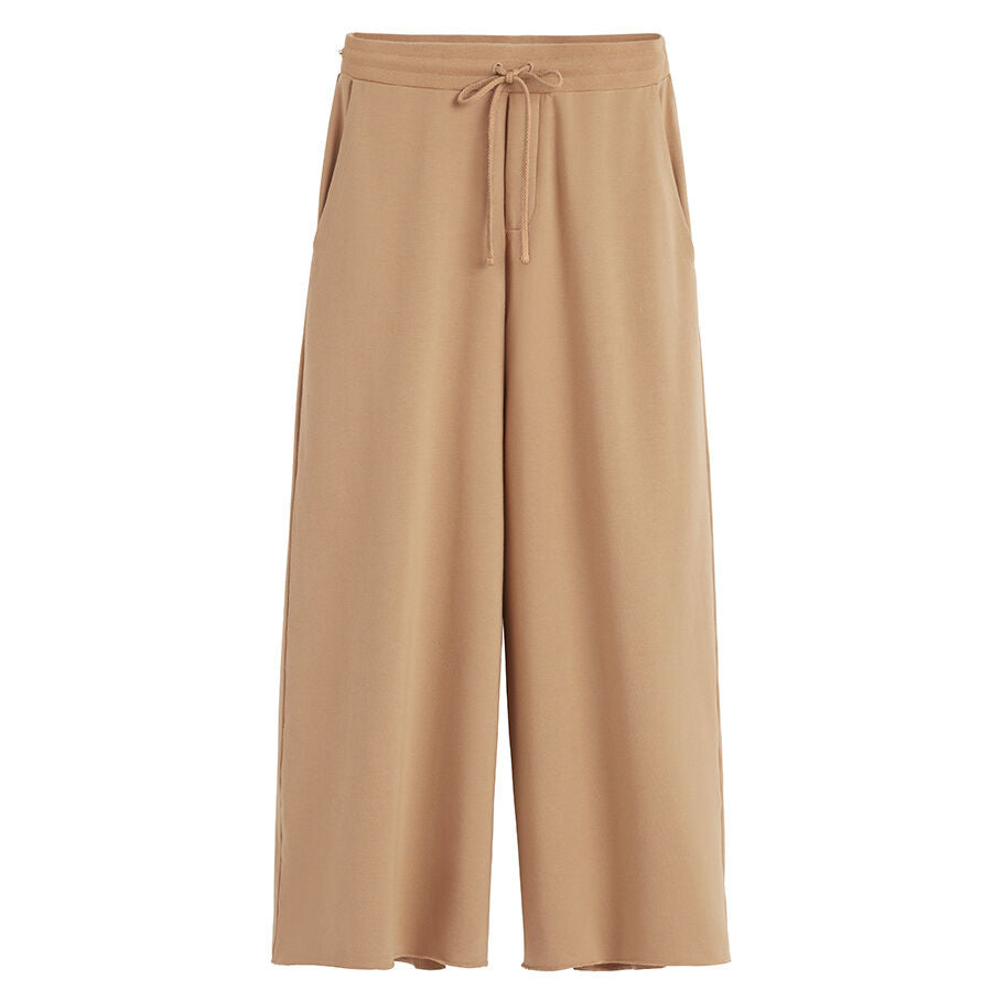 French Terry Wide-Leg Cropped Pant
