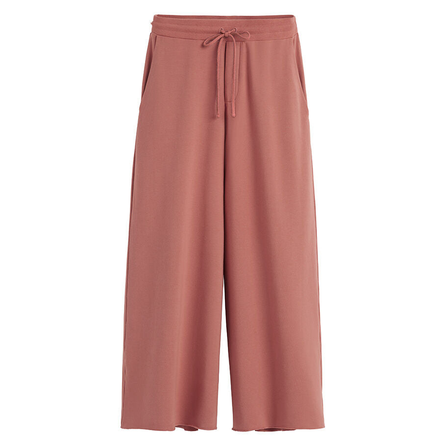 French Terry Wide-Leg Cropped Pant
