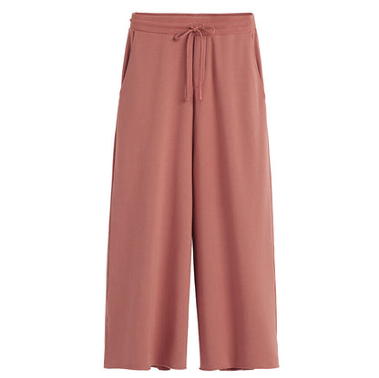 French Terry Wide-Leg Cropped Pant