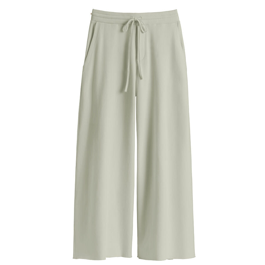 French Terry Wide-Leg Cropped Pant