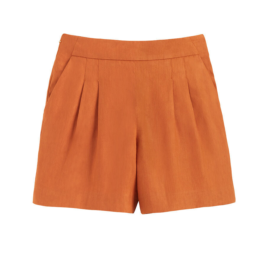 Linen Pleated Front Shorts