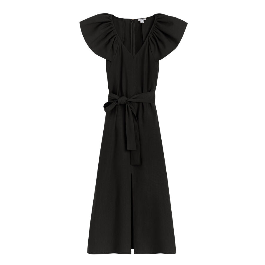 Linen Flutter Sleeve Dress
