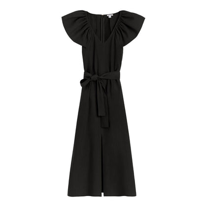 Linen Flutter Sleeve Dress