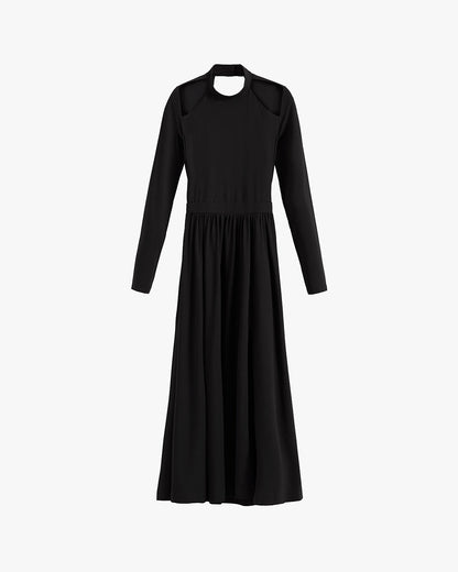 Open Back Mock Neck Dress
