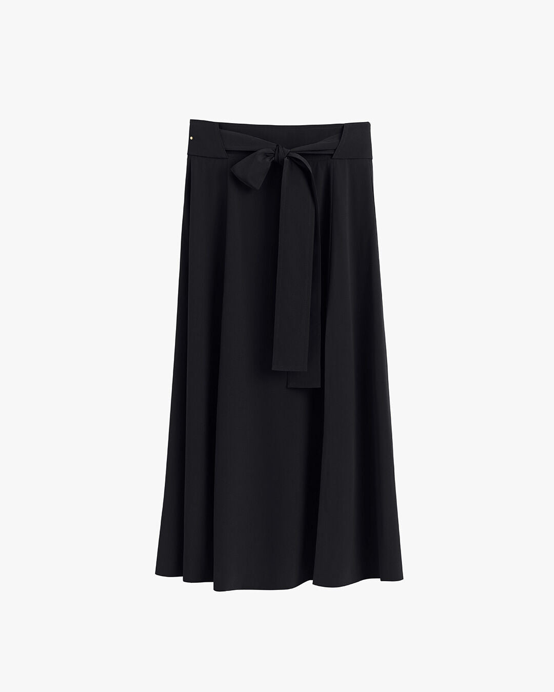 Silk Belted Midi Skirt