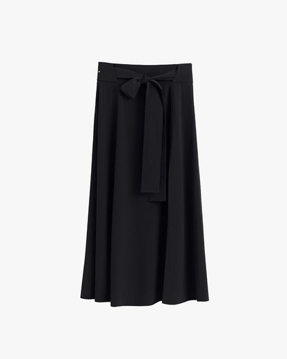 Silk Belted Midi Skirt
