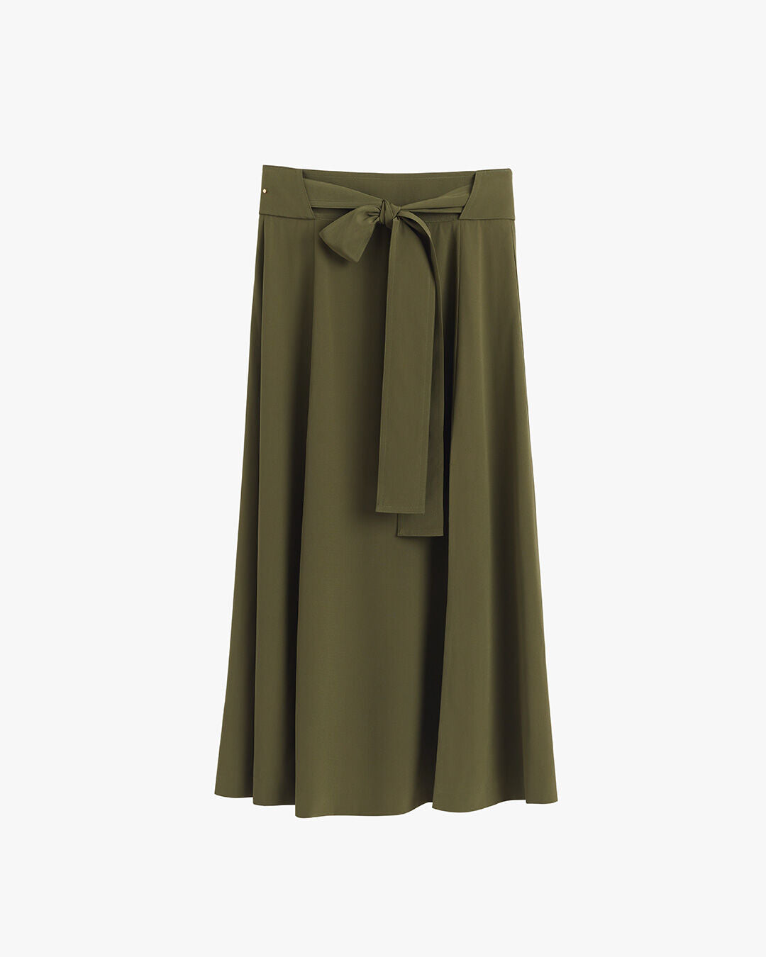 Silk Belted Midi Skirt