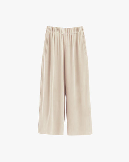 Washable Silk Wide-Leg Cropped Pant