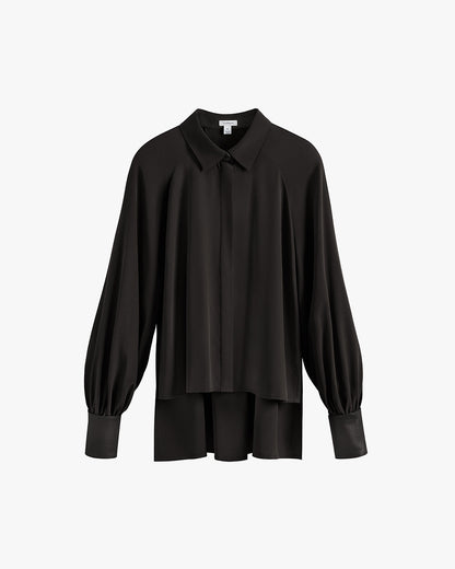 Silk Leather Cuff Shirt