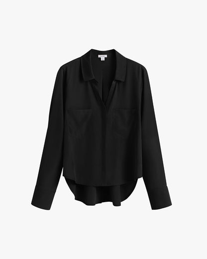 Silk Pocket Front Cropped Shirt