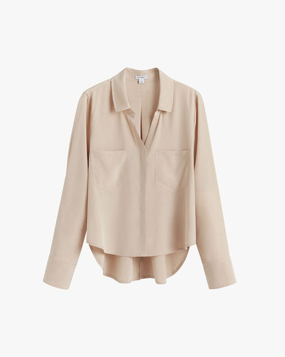 Silk Pocket Front Cropped Shirt