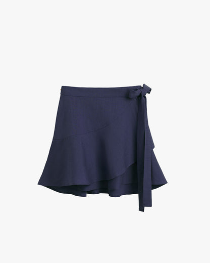 Linen Wrap Mini Skirt