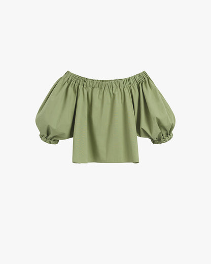 Poplin Off-The-Shoulder Cropped Top