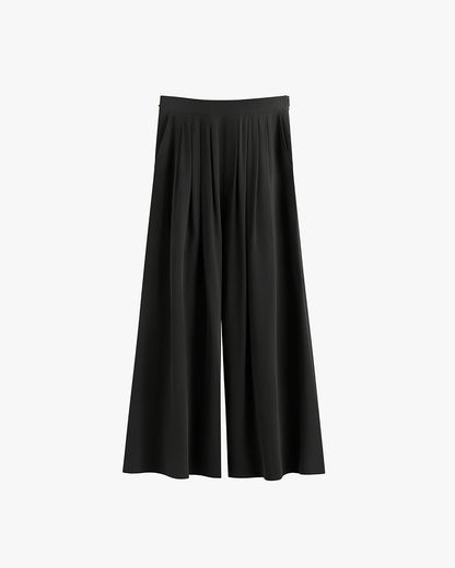 Washable Silk Cropped Pleated Pant