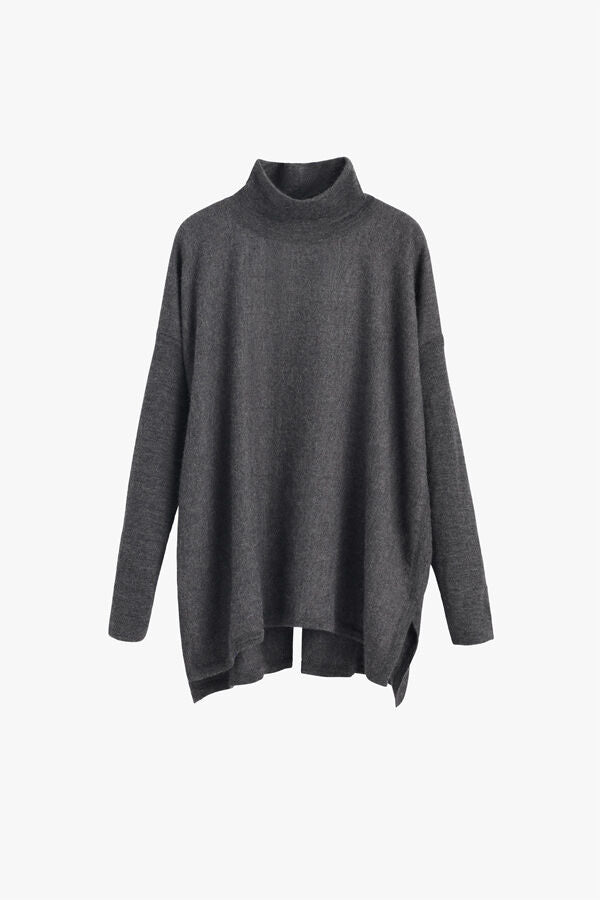 Alpaca Open-Back Turtleneck Sweater