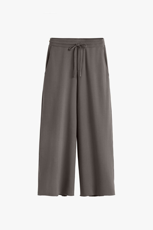 French Terry Wide-Leg Cropped Pant