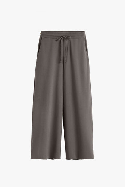 French Terry Wide-Leg Cropped Pant