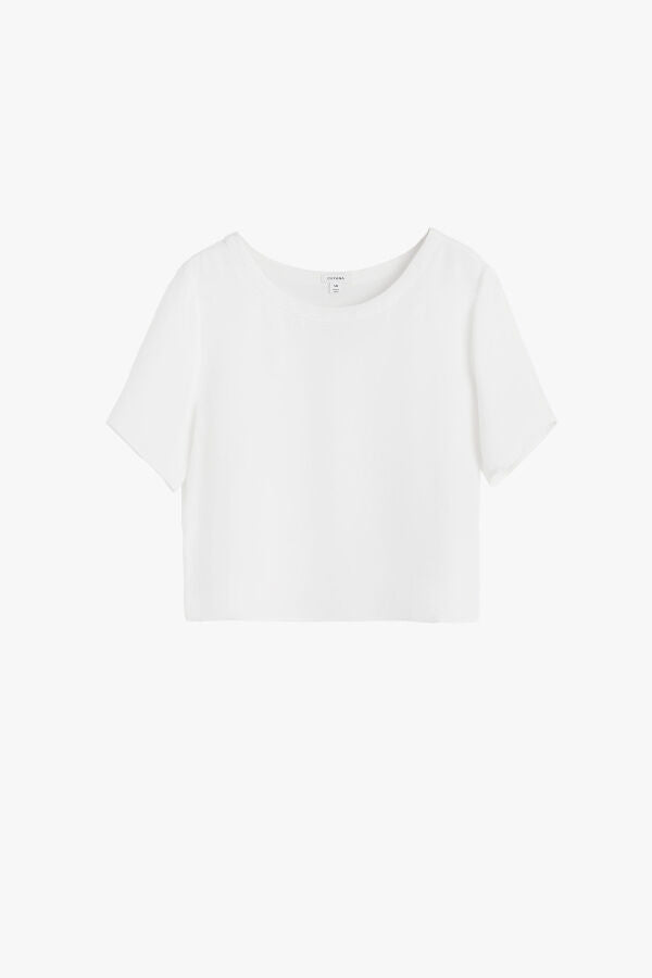 Silk Cropped Crewneck Tee