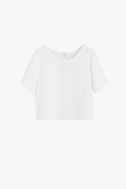 Silk Cropped Crewneck Tee