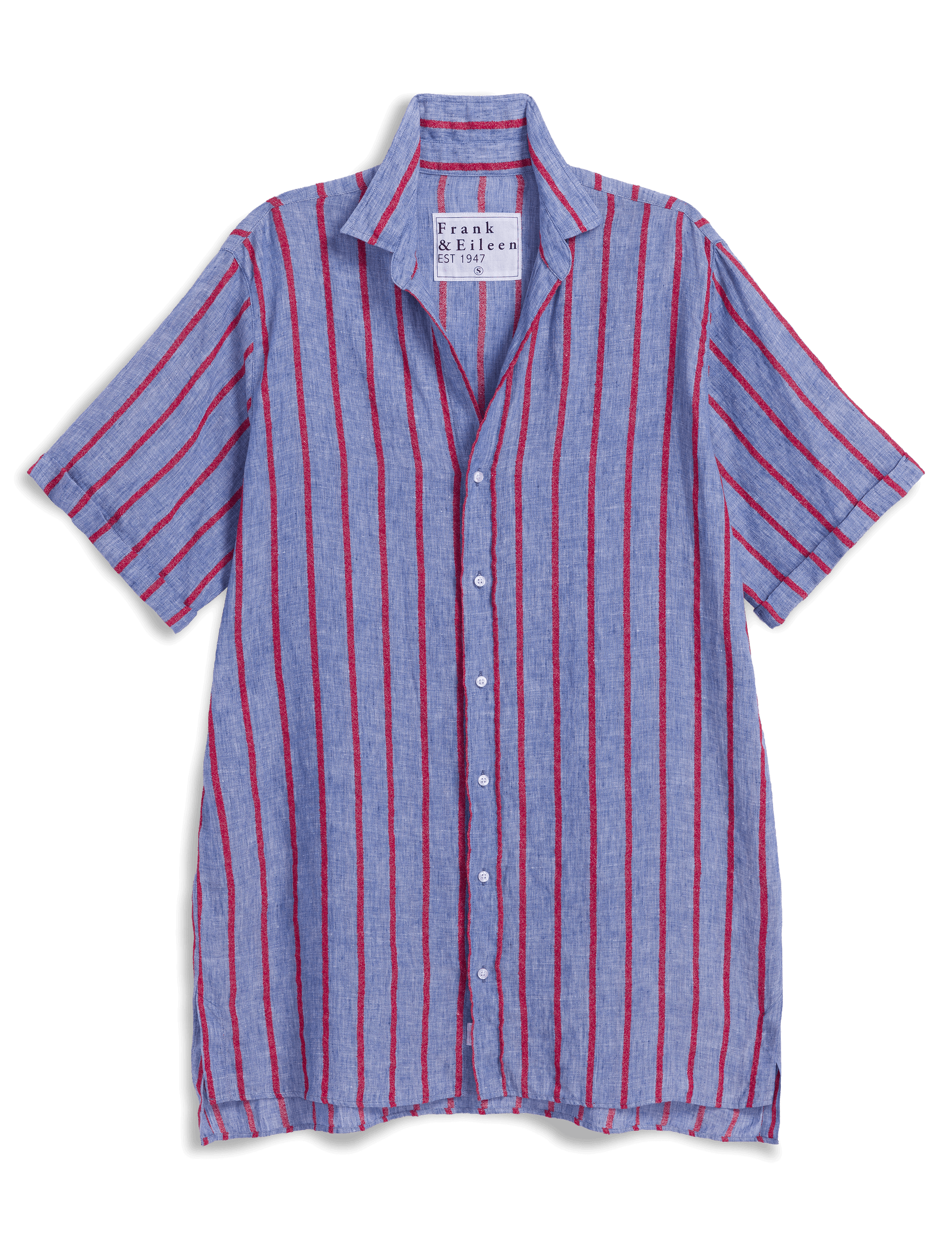 ROSEMARY Blue and Red Textured Stripe, Italian Classic Linen