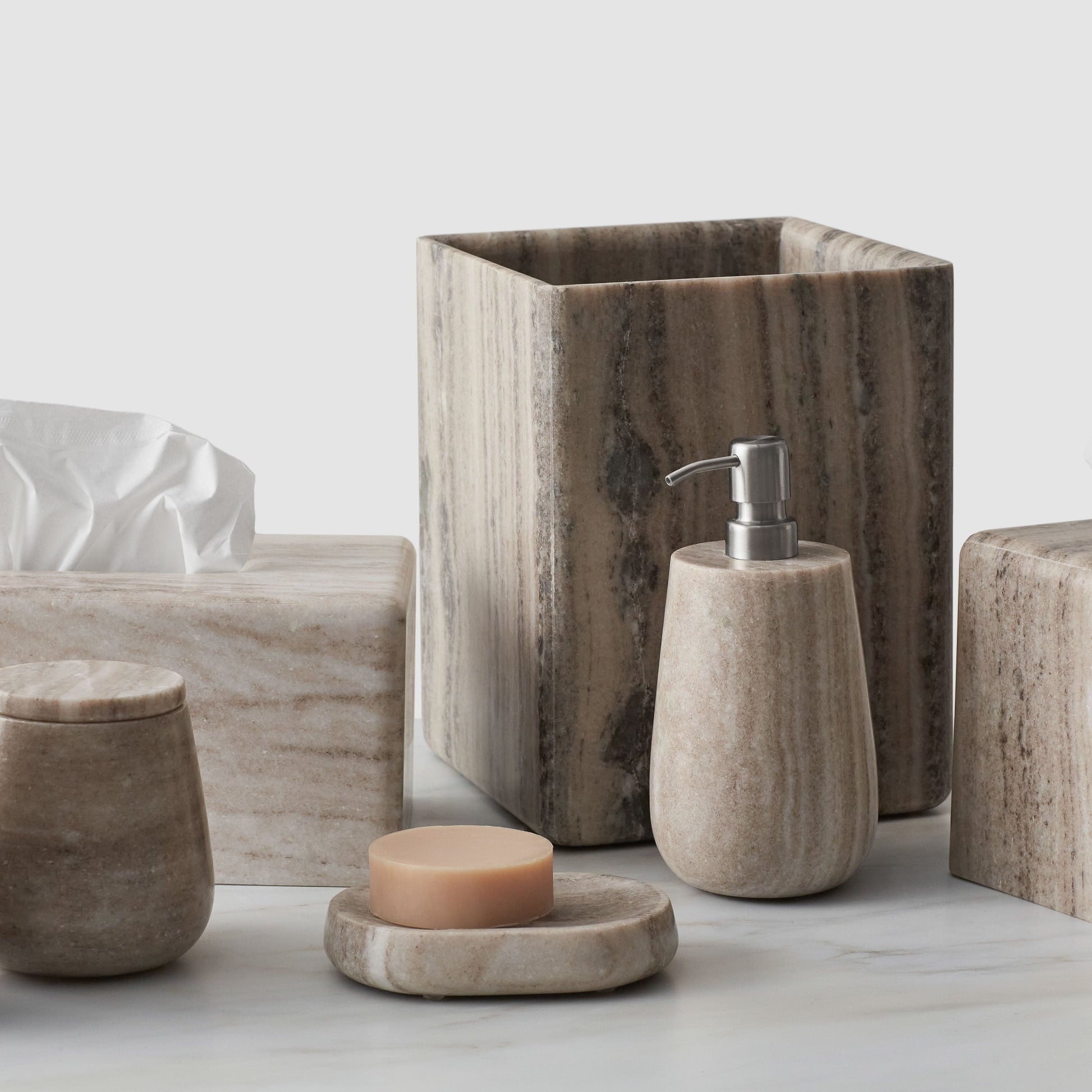 Riya Marble Wastebasket