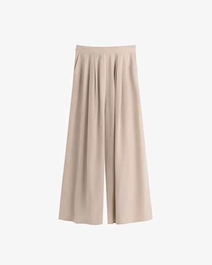 Washable Silk Cropped Pleated Pant