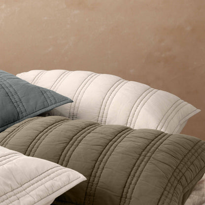 Organic Stonewashed Percale Channel Quilt Euro Shams
