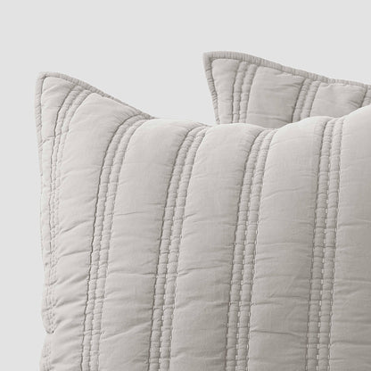 Organic Stonewashed Percale Channel Quilt Euro Shams