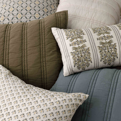 Organic Stonewashed Percale Channel Quilt Euro Shams