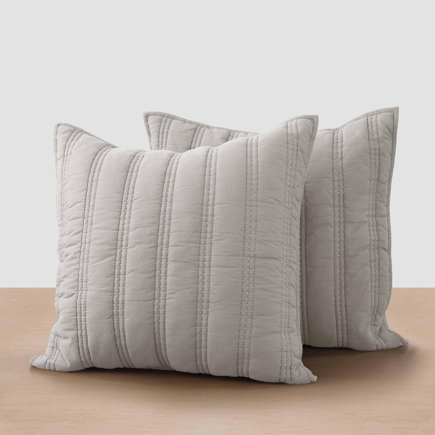 Organic Stonewashed Percale Channel Quilt Euro Shams