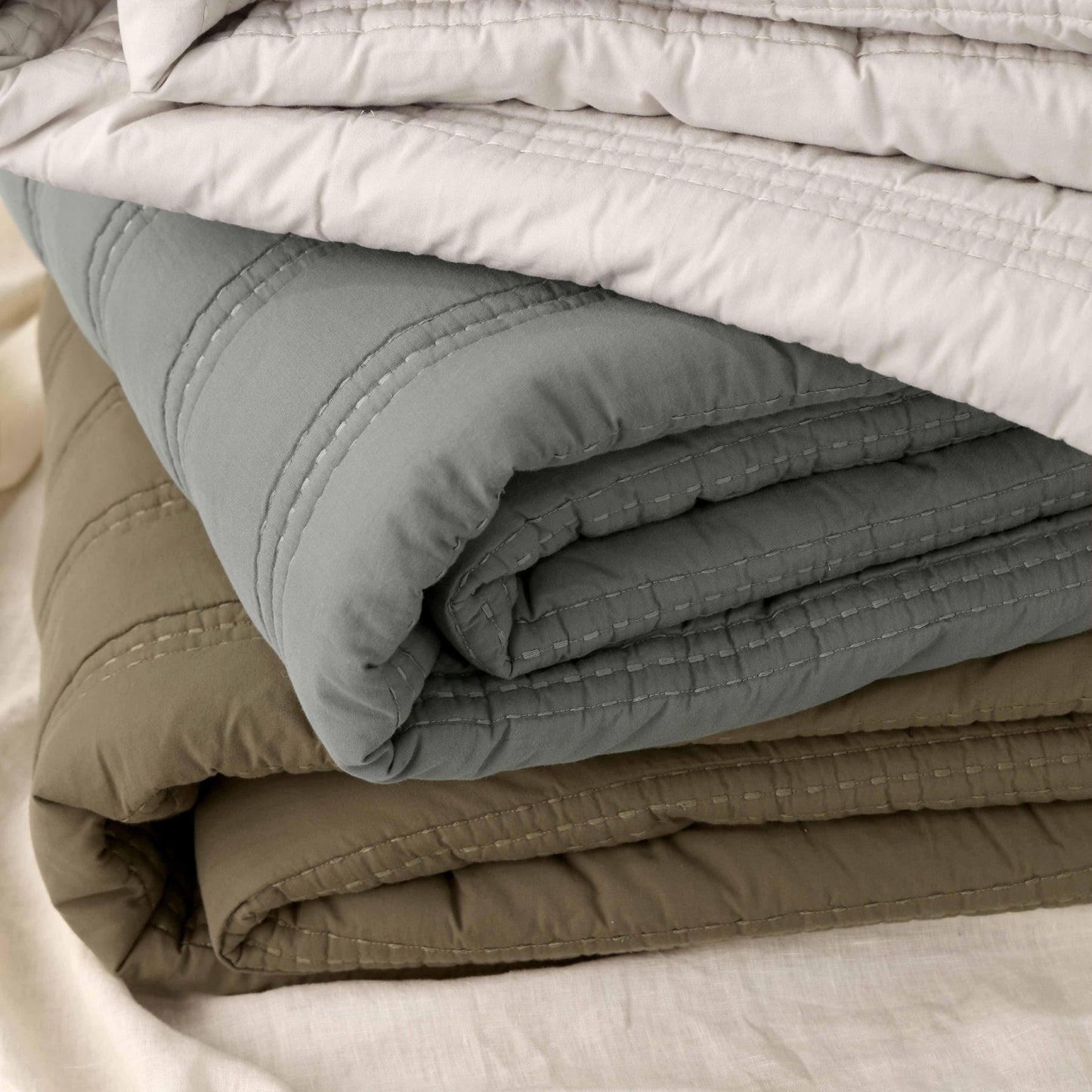 Organic Stonewashed Percale Channel Quilt