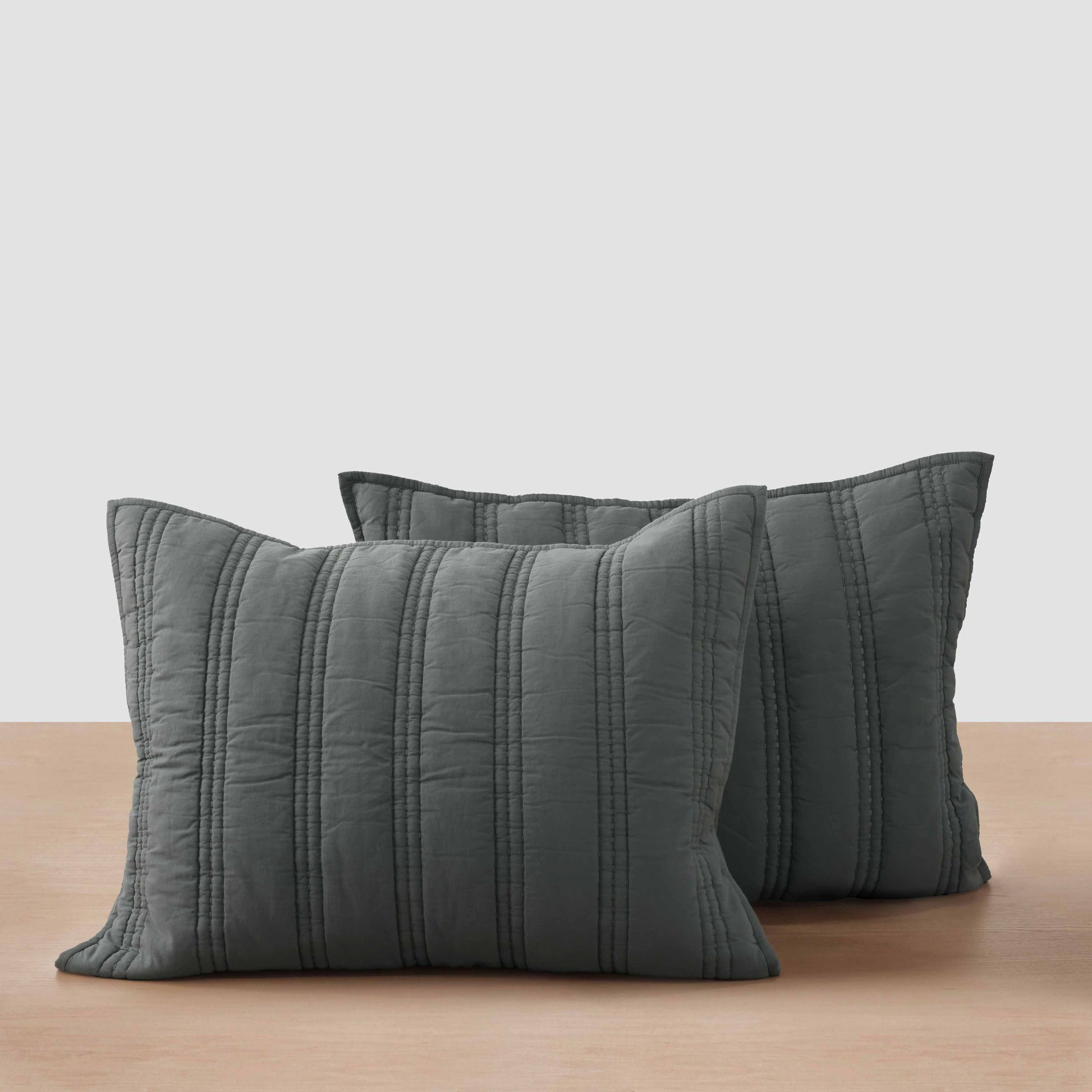 Organic Stonewashed Percale Channel Quilt Shams