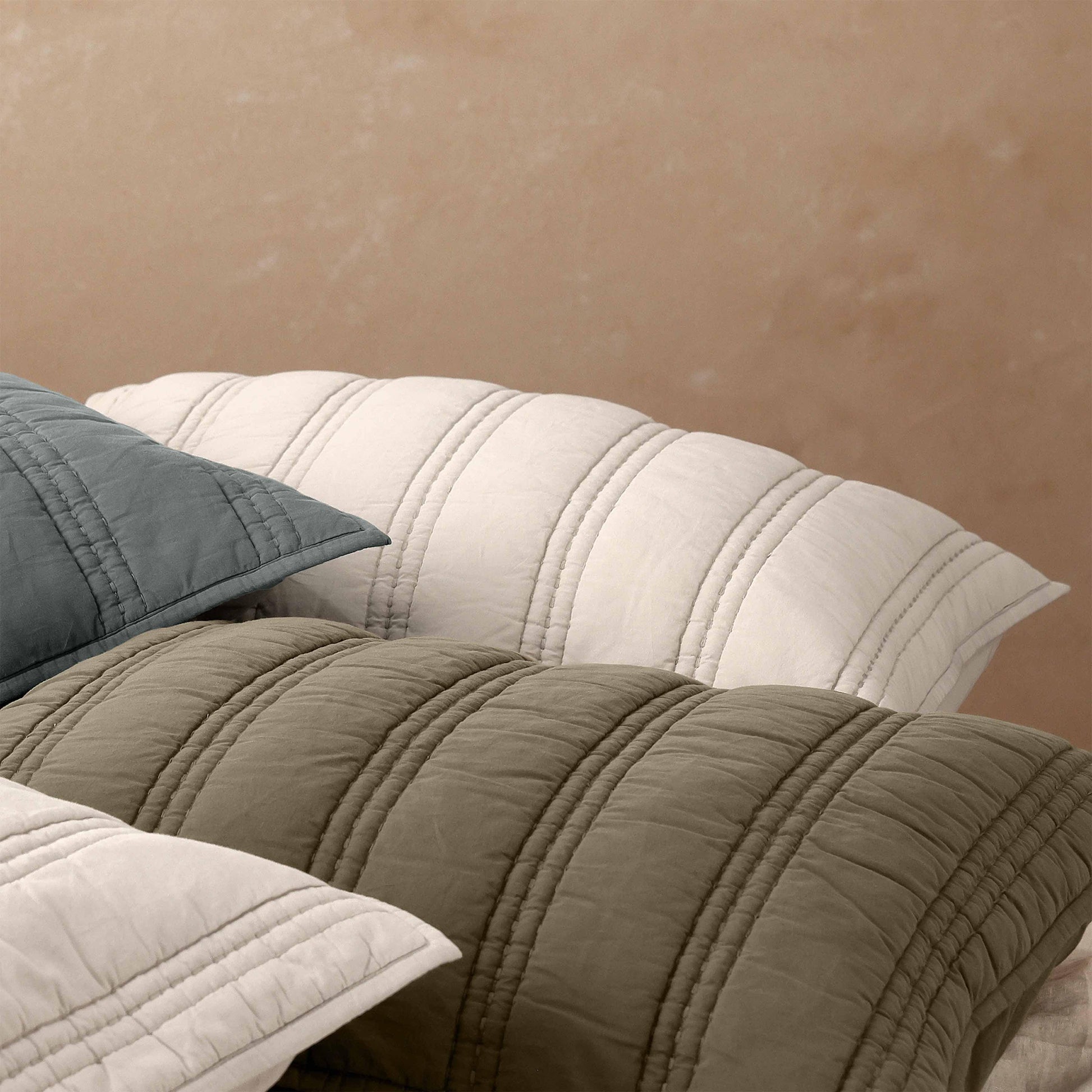 Organic Stonewashed Percale Channel Quilt & Sham Set