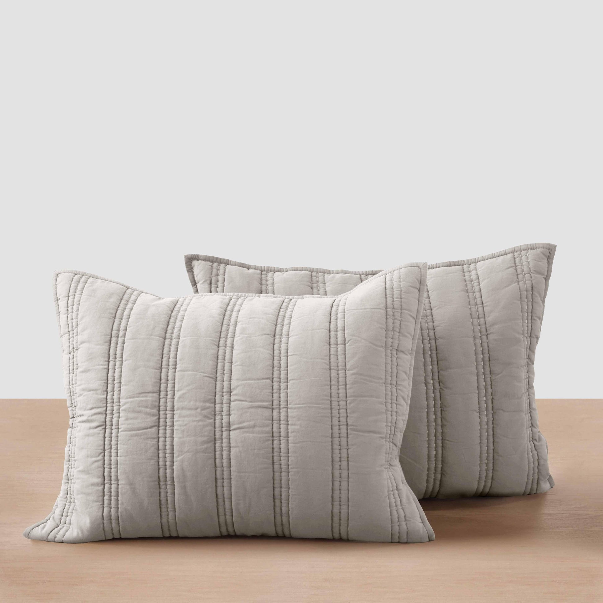 Organic Stonewashed Percale Channel Quilt & Sham Set