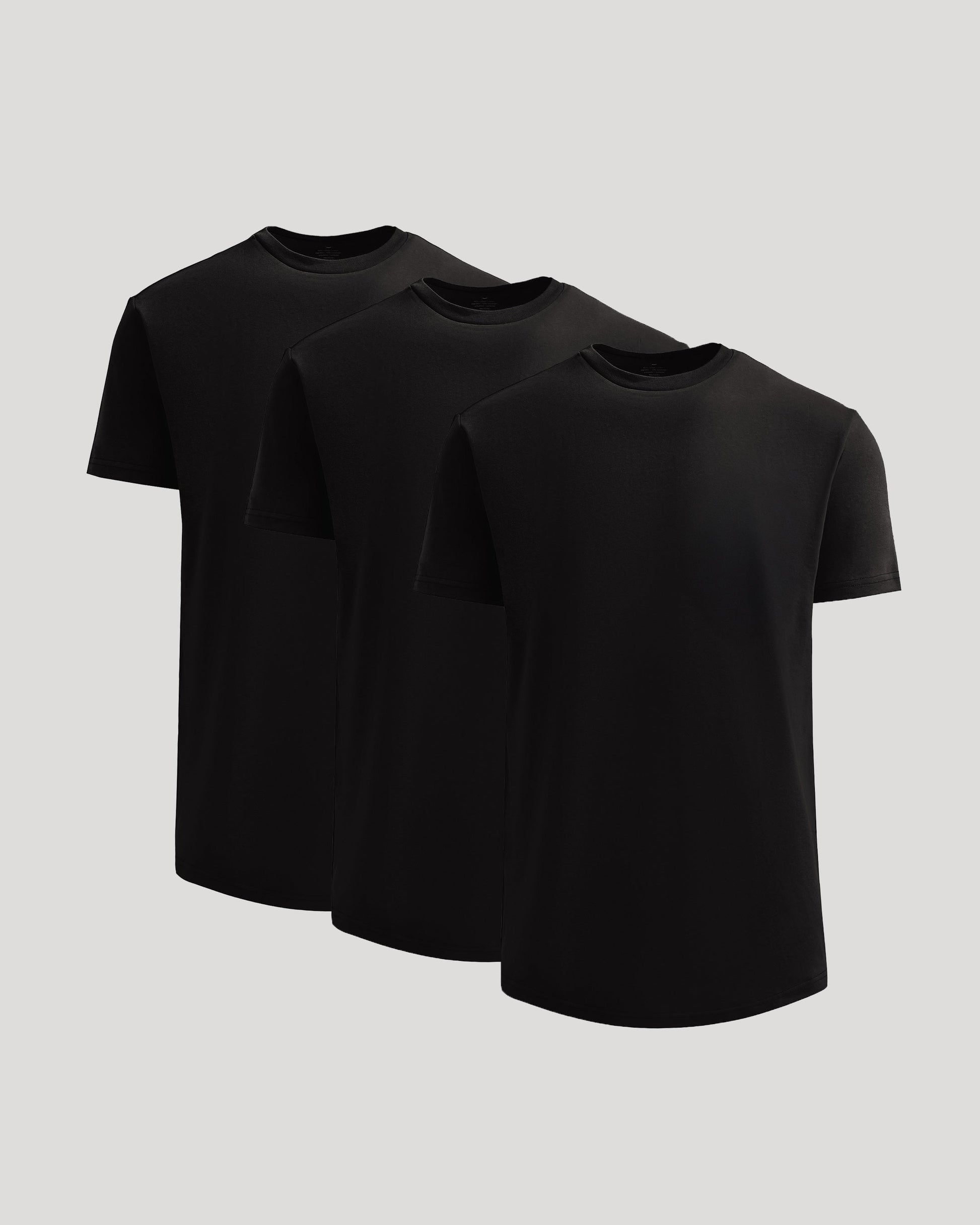 All Black Heavyweight Curved Hem Crew 3-Pack