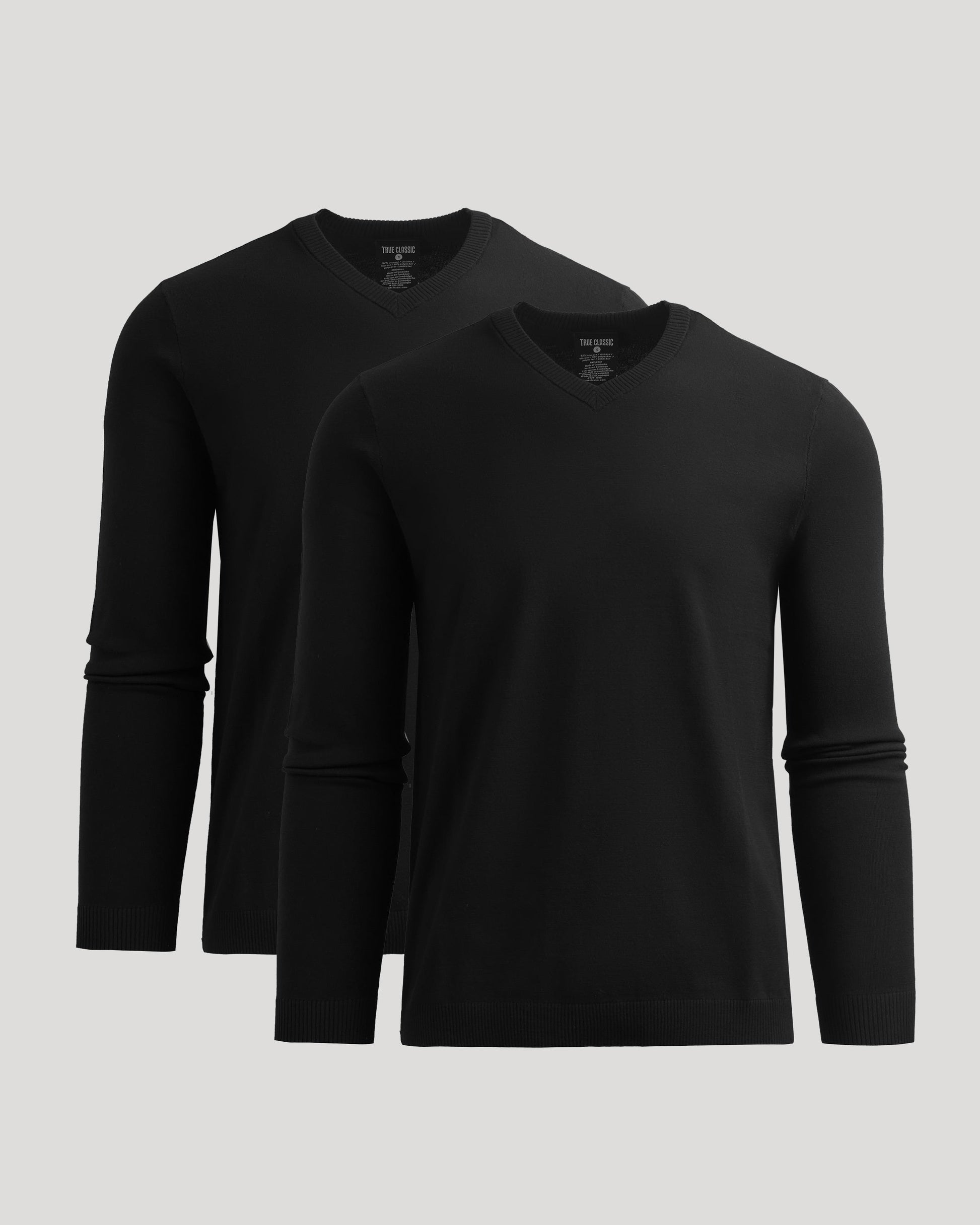 All Black Dressy V-Neck Sweater 2-Pack