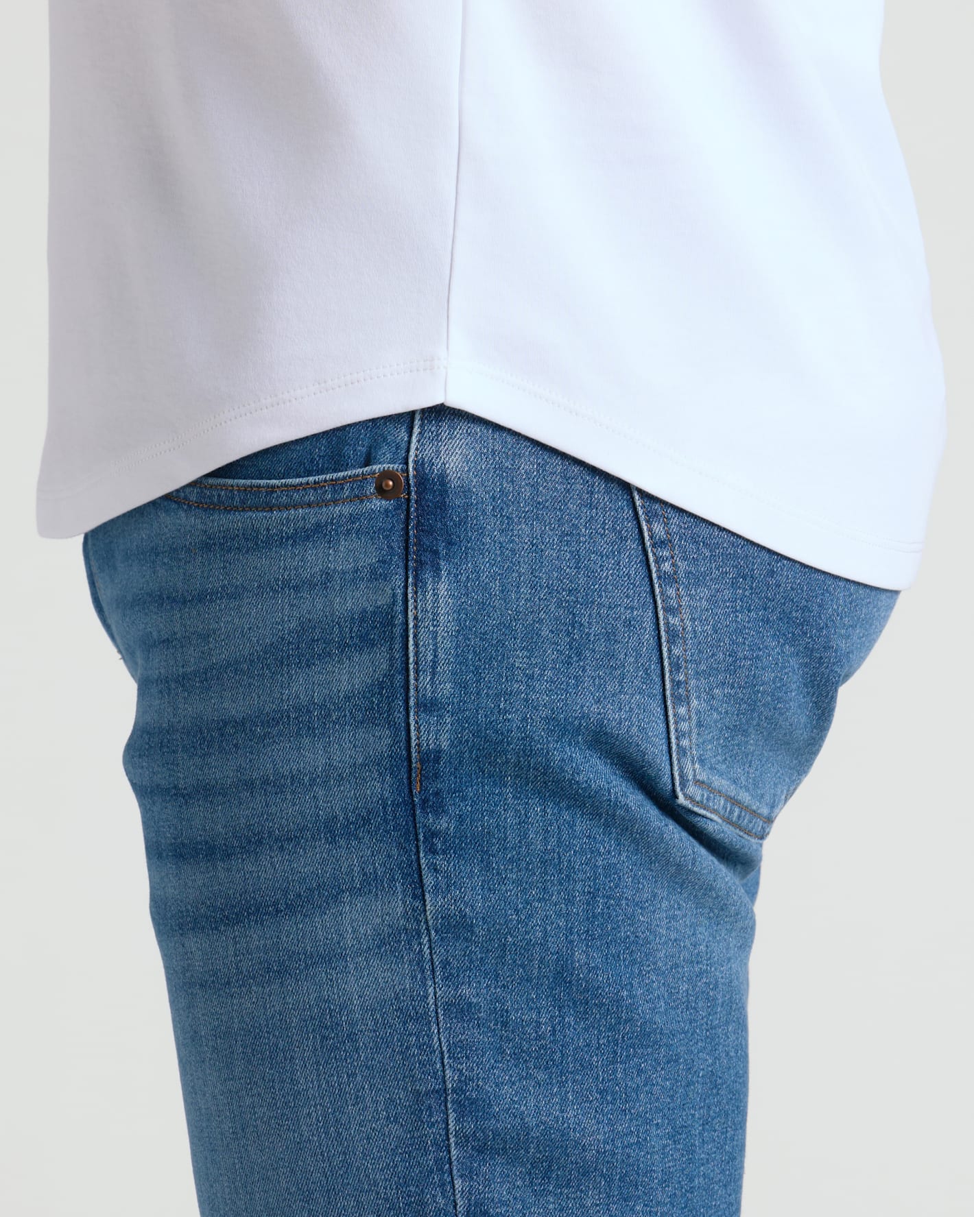 All White Pima Cotton Blend Curved Hem Crew 7-Pack