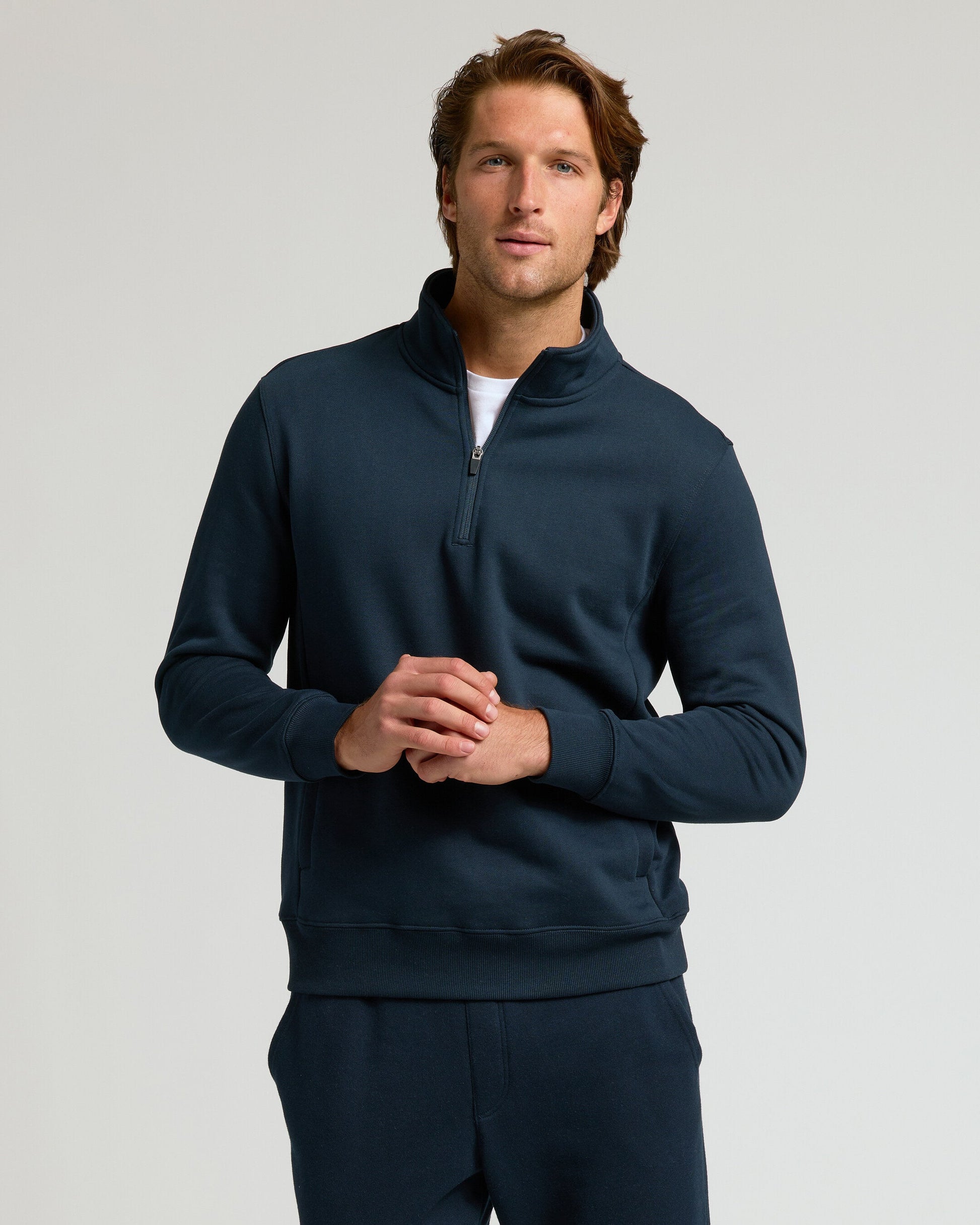 Navy Quarter Zip Fleece Sweatshirt & Jogger 2-Pack