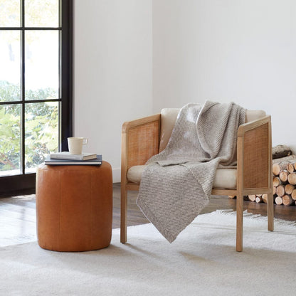 Torres Round Leather Ottoman - Small