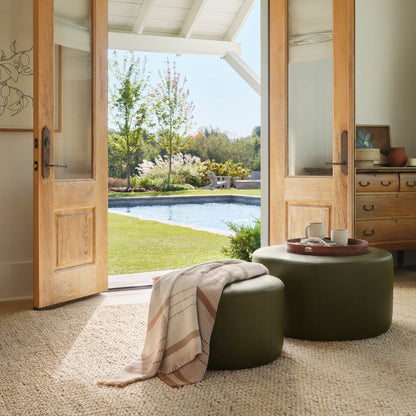 Torres Round Leather Ottoman - Medium & Large