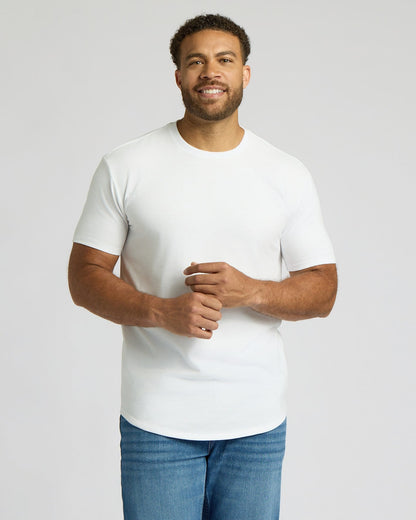 All White Tall Heavyweight Curved Hem Crew 3-Pack