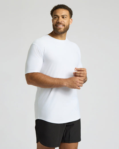 All White Tall Active Curved Hem Crew 3-Pack