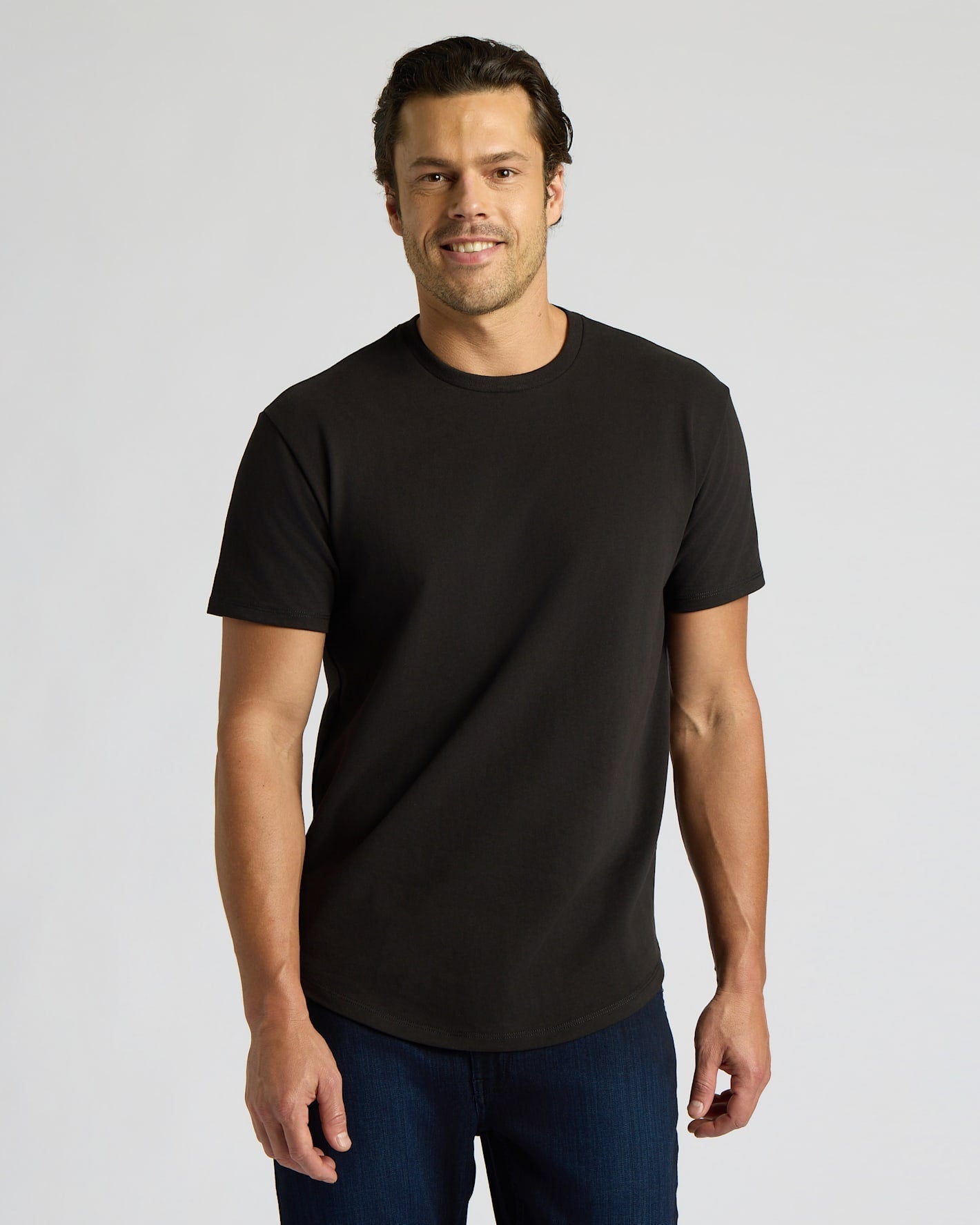 All Black Heavyweight Curved Hem Crew 6-Pack