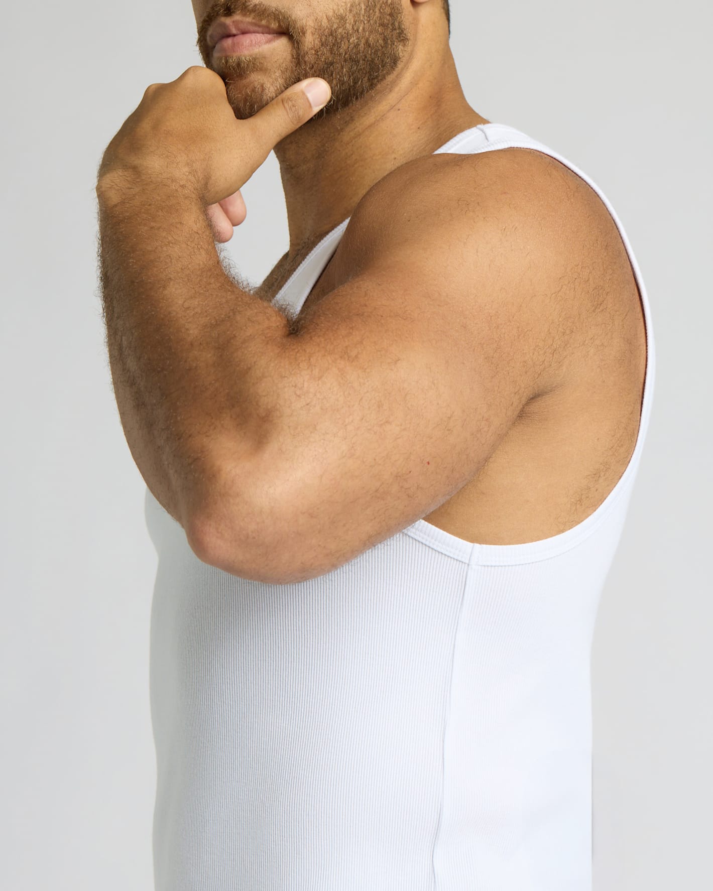 White Ribbed Curved Hem Tank