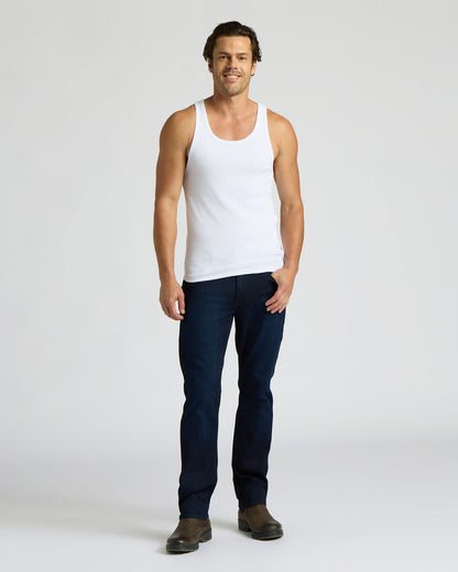 White Ribbed Curved Hem Tank