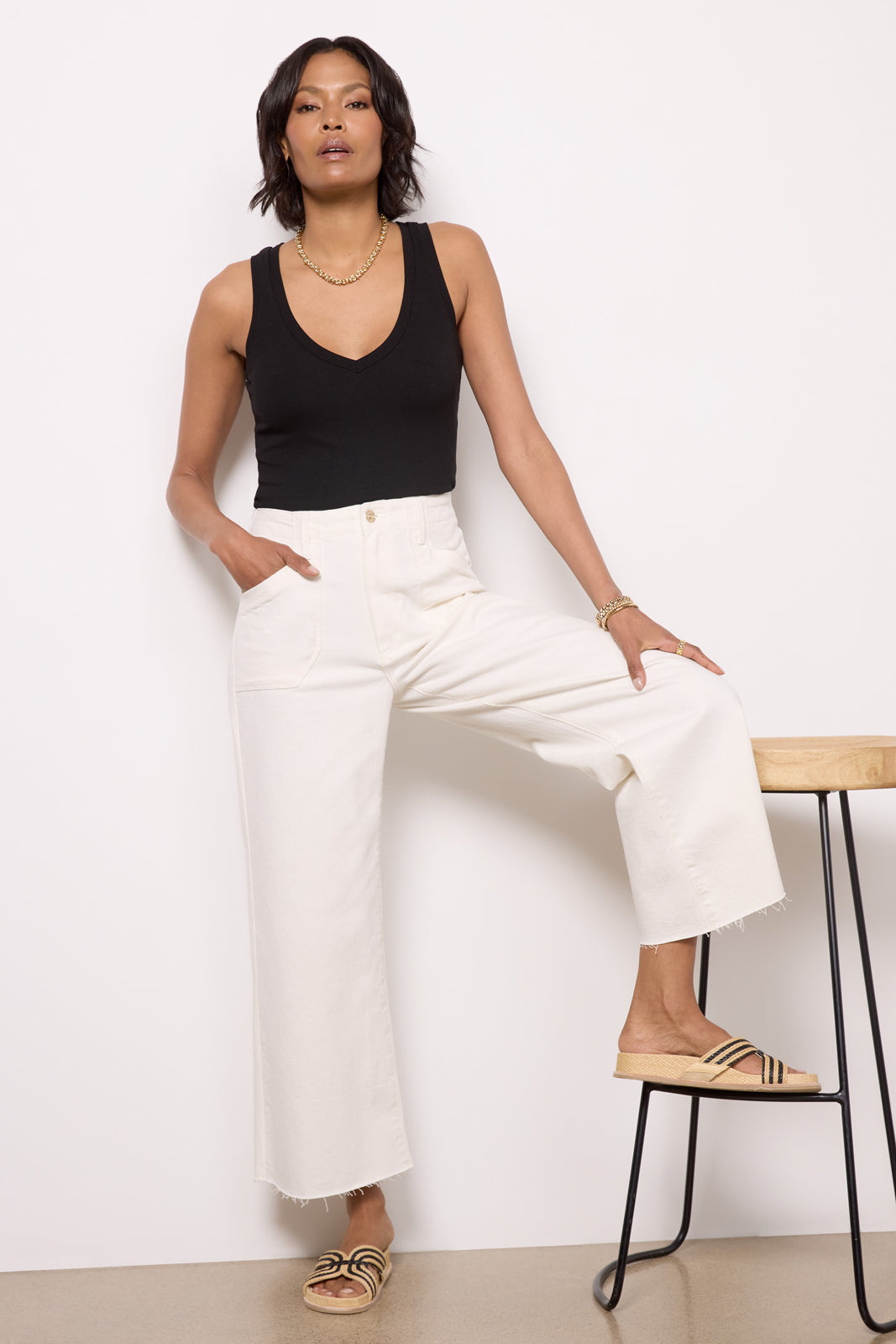 Ribbed V Slim Tank
